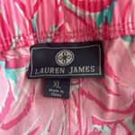 Lauren James Womens Shorts Pink Green Floral Print Size XL Tie Waist Pockets Photo 4