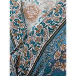 BloomChic Teal Boho Crossover Blouse Floral Peplum Tie Belt Hippie V Photo 4