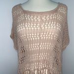 Lapis Womens Open Knit Sweater One Size Pale Pink Casual Popover Fringe Boho Photo 1