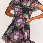 Love Shack Fancy  Garner Black Pink Floral Print Mini Dress Size 2 Photo 1