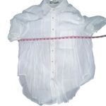 Mango  Pocket Oversized Button Front Blouse Short Sleeves White Size Small New Photo 5