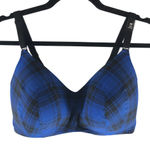Torrid Bra Lightly Lined Wire Free 360 Back Smoothing Plaid Blue Black 36F Photo 0