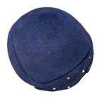 Neumann Endler 100% Wool Navy Blue Rhinestone Hat Fair Field Felts Cloche VTG Tan Photo 2