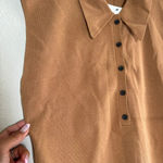 ALC Frank A.L.C. Taylor Knit Polo Collared Sleeveless Sweater Top Tan Size XL Photo 3