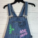 Spoon Jeans Spoon Graffiti Graphic Short Overalls Denim Blue Jean Shortalls Women Size M Photo 1