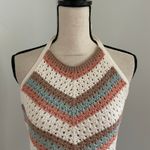 Guess  Crochet Knit Halter Top Medium Chevron Boho‎ Chic Festival Y2K Hippie Photo 2
