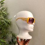 Y2K Large Chunky Baddie Yellow purple silver rhinestone studded sunglasses “not coach” monogram “C” #streetwear #grunge #gothic #retro Gold Photo 7