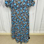 Ann Taylor NWT Blouson Midi Dress Navy Floral Sz 14 Short Sleeve Lined Photo 8