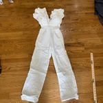 White Ruffled‎ Sleeve Jumpsuit Summer Medium Photo 1