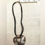 Distressed Two Tone Heart Metal Necklace Silver Photo 3