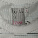 Lucky in Love Royale Stripe Rib Tennis Tank Top White Orange Size Small Photo 5