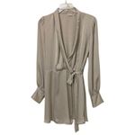 Babaton Aritzia Hyde Satin Matte Pearl Mini Wrap Dress Womens Size medium Photo 1