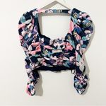 For Love & Lemons  Penny Blouse in Navy Floral Long Sleeve Top Revolve Medium Photo 4