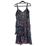 Marchesa Notte Floral Tiered Midi Dress NWT Jewel Tones Size 12 Green Photo 3