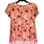 Bobeau peach floral t-shirt size small with high low front - back Photo 0