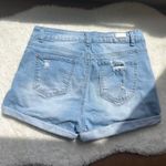 ENJEAN Denim Co. Ripped Distressed‎ Cuffed Hem Light Wash Jean Shorts Blue Size 29 Photo 8