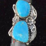 Navajo Handmade Ring 925 Silver Tuquoise sz 7 Artist Signed Peterson Johnson Photo 13