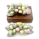 Vintage Shoe Clips Buckles Pastel Faux Pearl Frosted Floral Spray 1940s 1950s Pink Photo 7