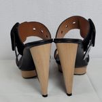 Sergio Rossi  Suede Leather Buckle Wood Platform Cone Heels Slides Sandals Sz 37 Photo 5