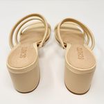 Schutz NEW  Olly Mid Block Nappa Leather Strappy Sandal Cream White 10.5 Photo 2