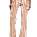 Roxy NWT Oceanside Flare Leg Pants Linen Blend Striped Pockets Juniors Large Photo 1