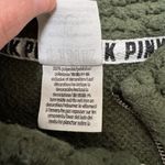 PINK - Victoria's Secret PINK Victoria’s Secret Dark Olive Green Sherpa 1/4 Zip Pullover Size X-Small Photo 3