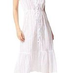 Solid & Striped White Cotton Dress Button Down Sleeveless Straps Plumetis M NWOT Photo 0