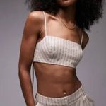 Topshop Bralette Top Linen Blend Zip Closure Adjustable Straps Striped Beige 10 Photo 2