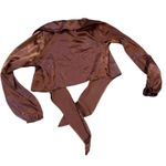 Brown satin tie crop top Photo 1