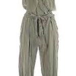 Aerie  (American Eagle) Green Military Belted Cozy Jumpsuit, Size Small Photo 1