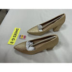 Womans Inifu Slipon Formal Pumps 7.5 Gold Sparkly Pointed Toe Block Heel NWOT Photo 2