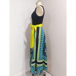 Eliza J Women's Black Multicolor Scarf Print Crêpe de Chine Maxi Dress Size 4 Photo 2