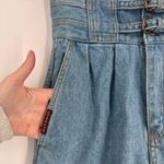 Vintage 80s Gitano Double Belted Denim Skirt Size 11/12 Made in Hong Kong Blue Photo 3