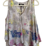 DKNY  Asymmetrical Graffiti Print Sleeveless Top Women's Size Medium NEW Artsy Photo 0