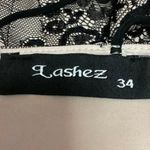 Lashez Black Floral Lace Overlay Spaghetti Strap Zipper Mini Bodycon Dress Sz 8 Photo 3