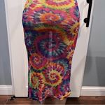 NYC women’s L mesh swim coverup Multicolor Knit Fabric Tye dye side slit Red Size L Photo 11