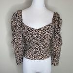 ZARA Cheetah Leopard Print Cropped Puff Sleeve Blouse Sz Medium Photo 0