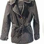 Jones New York Black Quilted Jacket with White Accents Photo 0