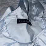 Urban Outfitters NWT Lioness X U O Amelie Satin Maxi Dress In Powder Blue Front Cut Out Photo 5