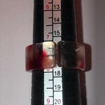 Size 7.5 Retro Red Clear Shimmer Swirl Boho Band Ring Photo 2