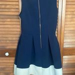 Closet London Navy and Cream Pleated Coastal Preppy Mini Dress Size 10 Blue Photo 2