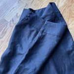 August Silk  Linen Blend Wide Leg Cropped Pants‎ Black Size 14 Side Zip Photo 6