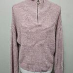 American Eagle  Dusty Mauve Waffle ¼ Zip Mockneck Wool Blend Sweater Size Small Photo 0