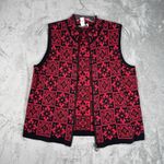 Christopher & Banks Christopher & Banks Sweater Womens XL Red black Geometric Vest Grandma Bohemian Photo 3