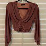 Lulus Dusty Rose Ruched Long Sleeve Blouse Photo 0