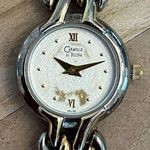 Caravelle by Bulova Ladies Watch Two Tone Weave Bracelet Silvery Dial Gold hands Photo 2