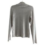 Pilcro Semi Sheer Metallic Knit Lettuce Hem Beige Mock Neck Sweater Size Medium Tan Photo 6