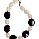 Black & Cream Acrylic Beaded Necklace W/ White Accents Fashion Jewelry BDT Photo 0