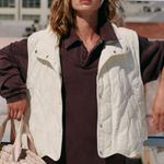 FP Movement Quinn Quilted Puffer Vest in White Brushed Sail M $128 Size M Photo 0