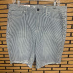 Seven7  Blue And White Sunset Bermuda Denim Shorts Size 14 Photo 0